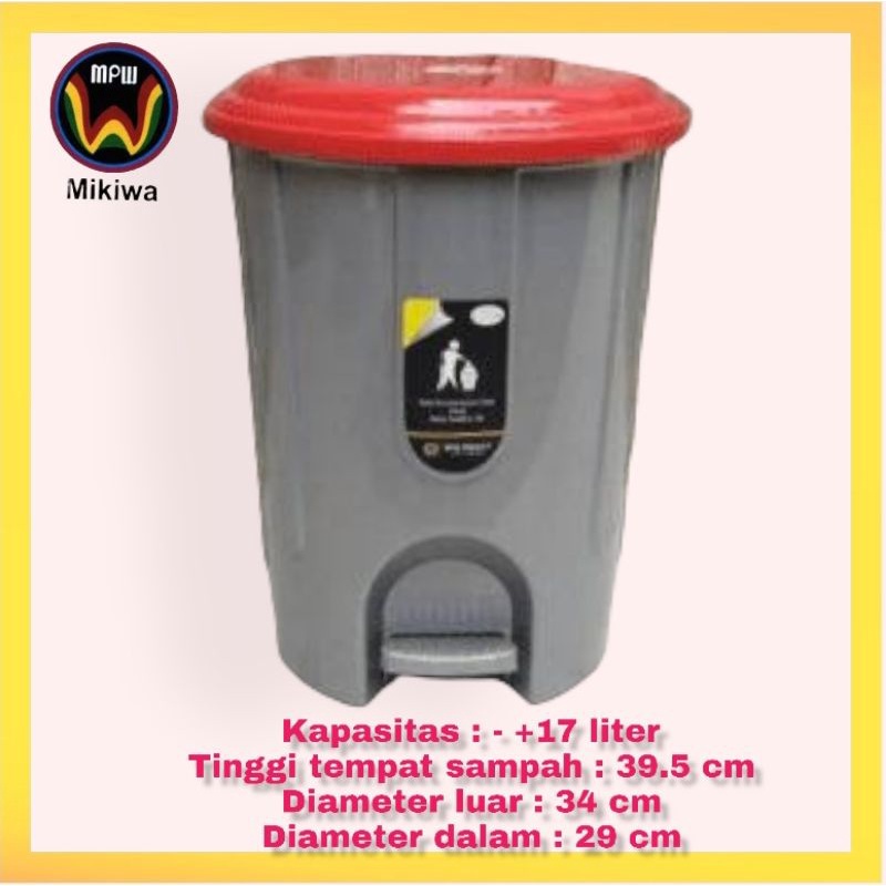 Jual Tempat Sampah Injak Model Bulat Besar Step On Dust Bin Mpw 17 Liter Shopee Indonesia 6096