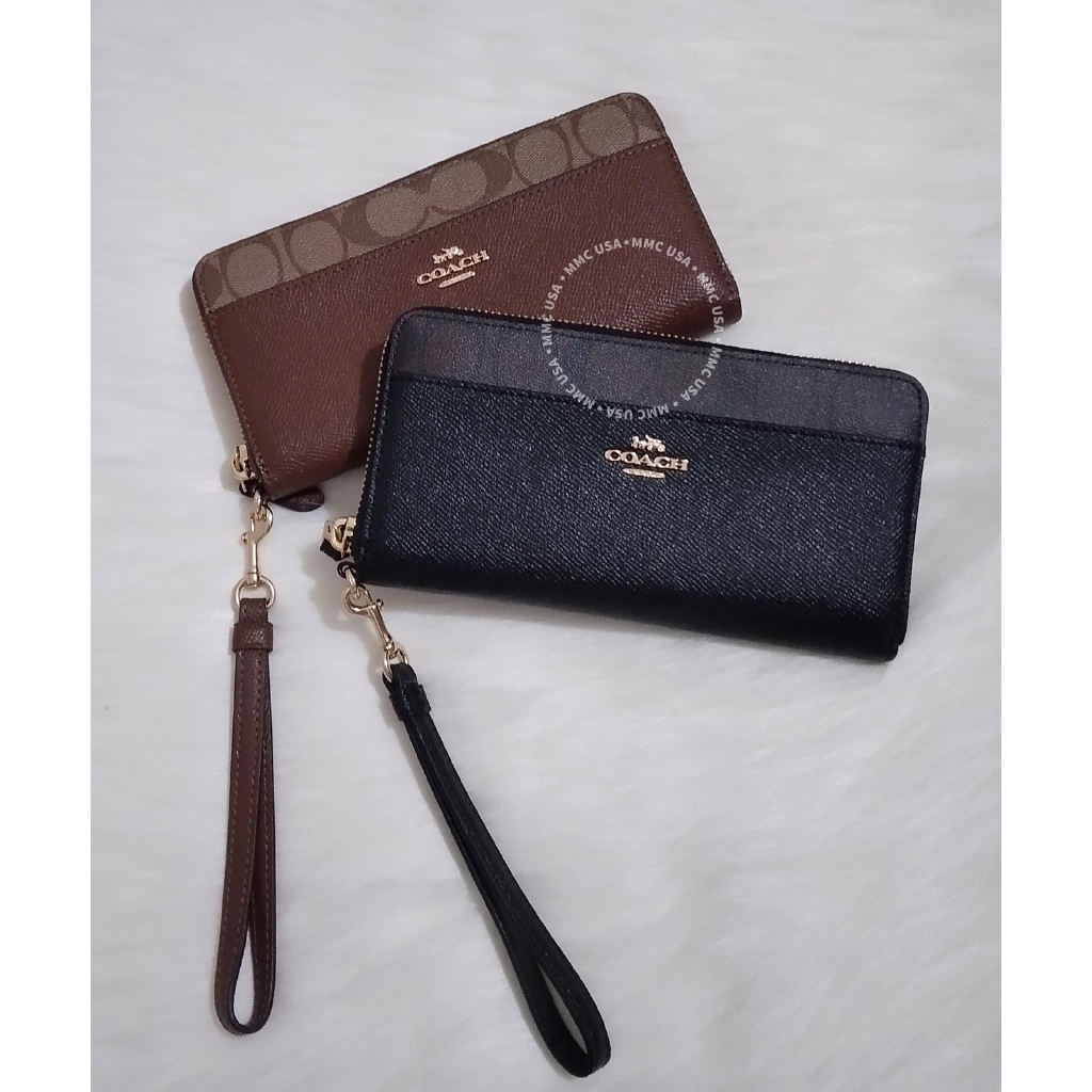 Jual COACH SIGNATURE ACCORDION ZIP WALLET WRISTLET F76971 Shopee