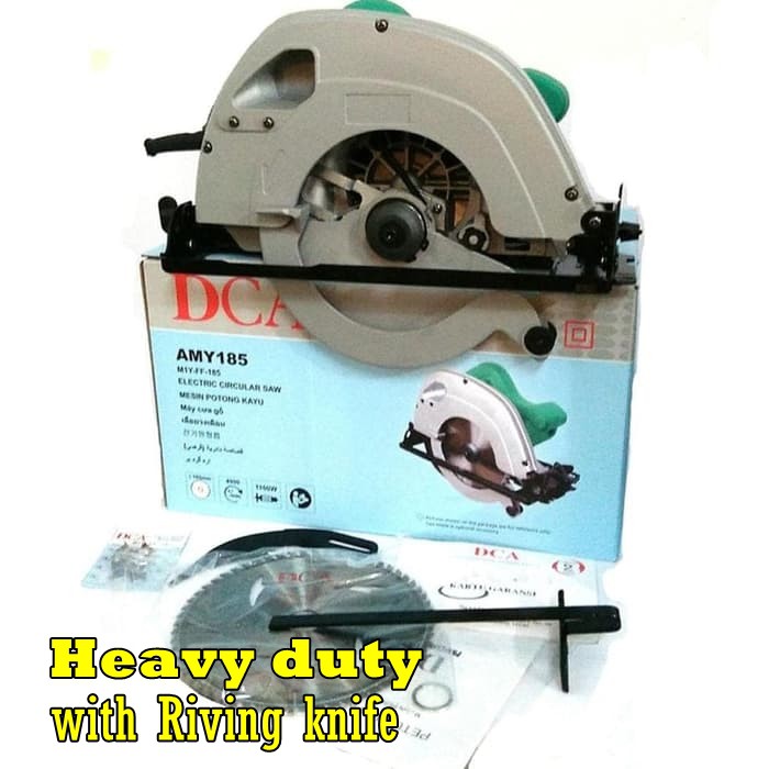 Jual mesin gergaji circular saw heavy duty DCA AMY185 dgn Riving knife DIY circular table saw