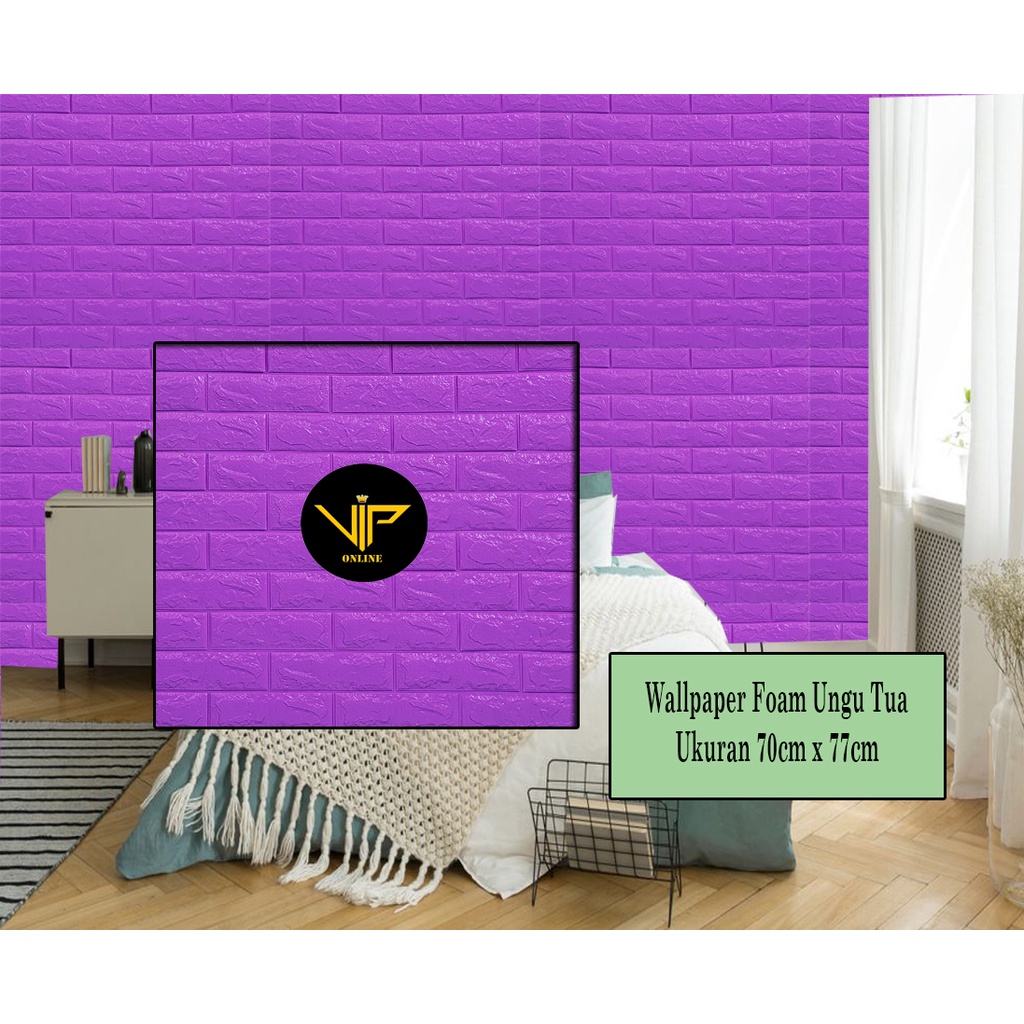Jual VIP Wallpaper Foam Bata Warna Ungu Tua Premium Wallpaper Sticker ...