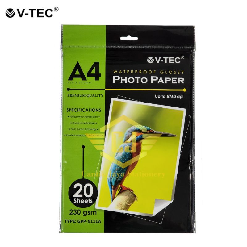 Jual Vtec Kertas Foto Photo Paper Glossy A4 V Tec 230 Gsm Shopee Indonesia 2909