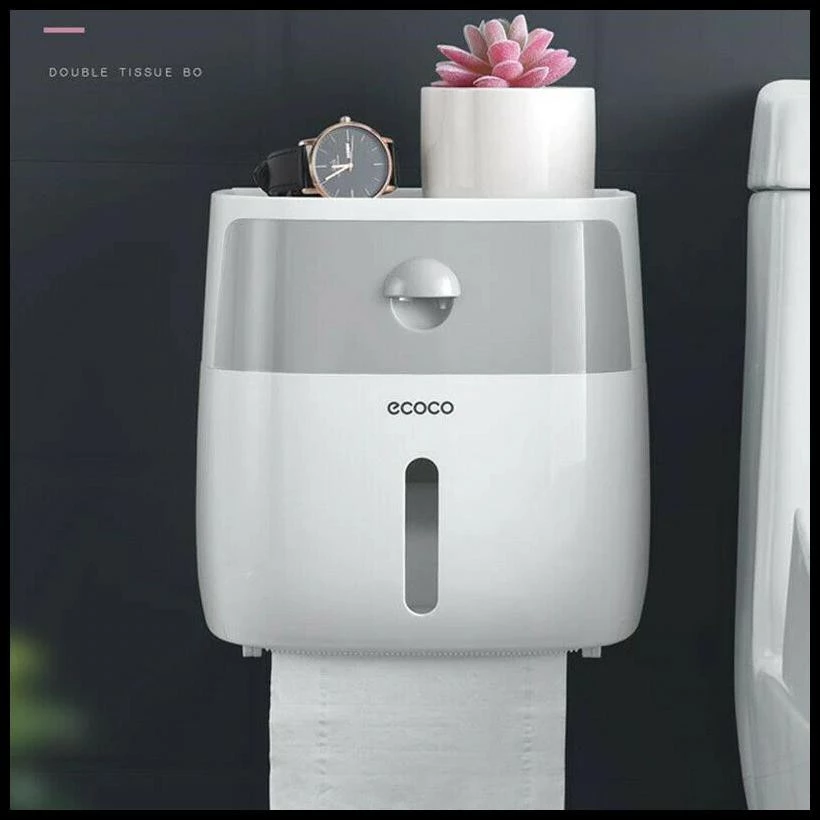 Kotak Tisu Tissue Gulung Storage Toilet Paper Box Dispenser Double Layer Waterproof Dengan Laci - foto 1