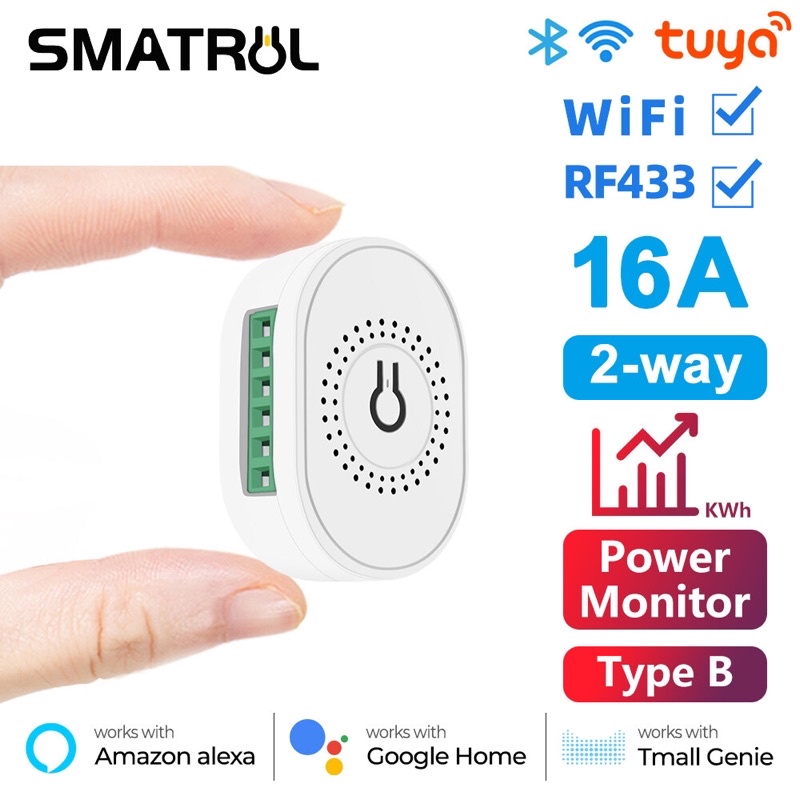 Jual Smatrul White Power Monitor 16A Tuya WiFi RF433 Smart Wireless ...