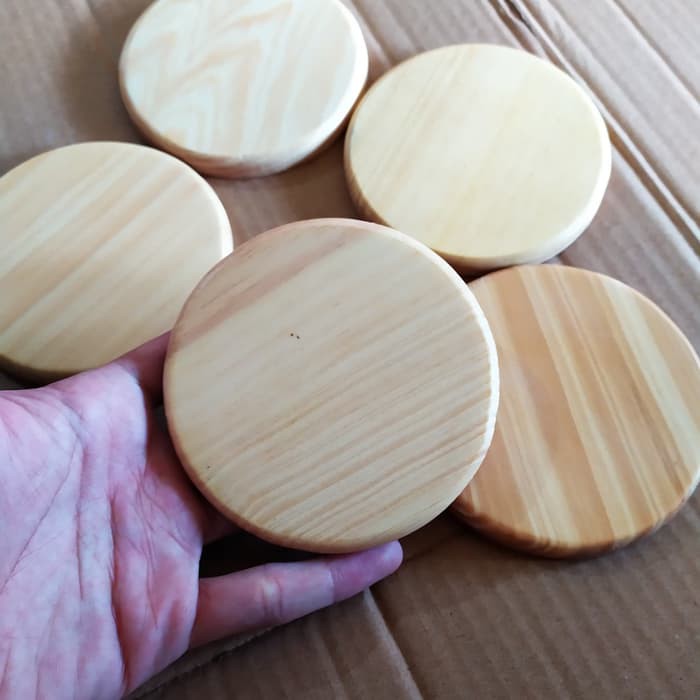 Jual Tatakan Gelas Kayu Pinus Alami 10cm Natural Wooden Coaster Alas Kayu Coaster Kayu 1766