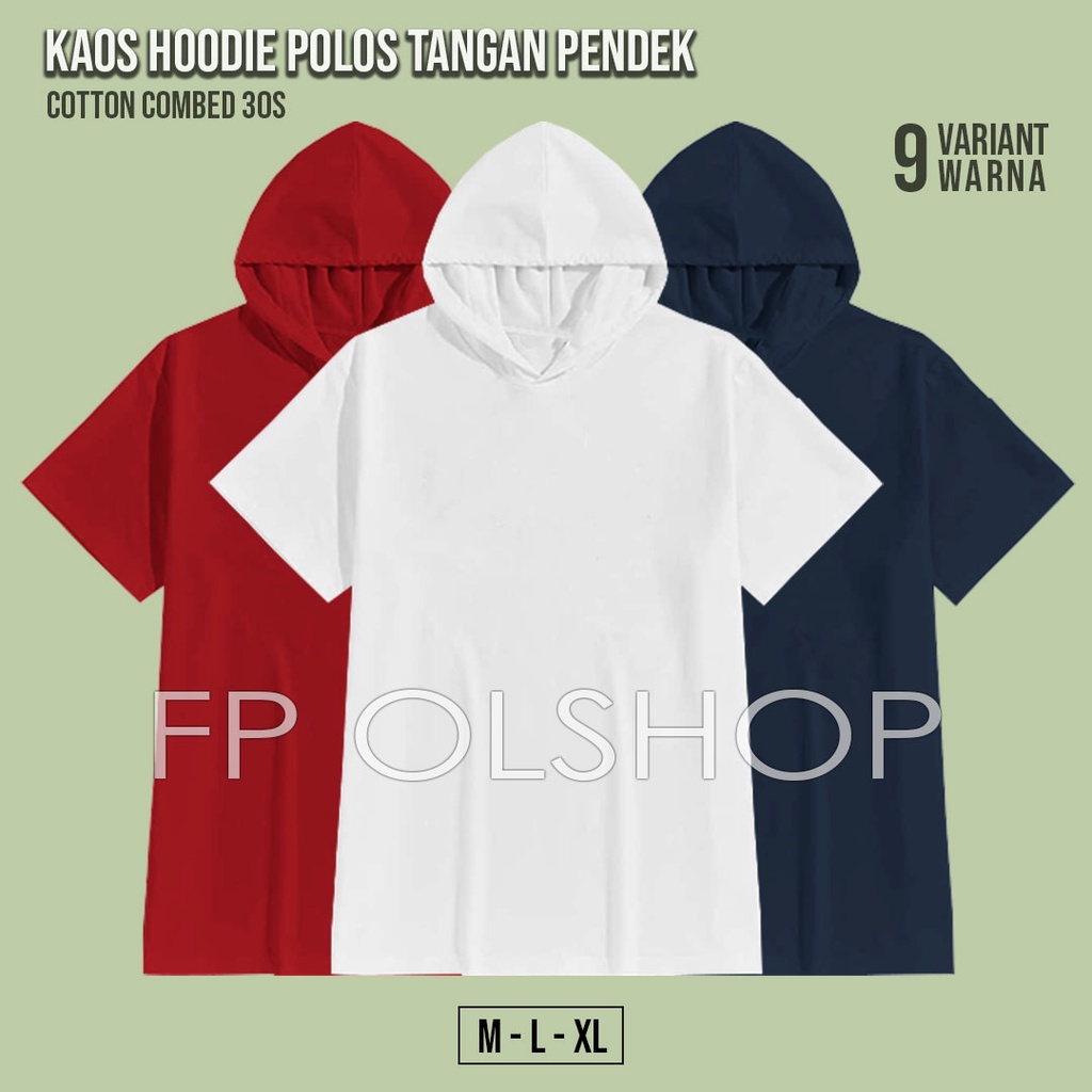 Jual SOFT KAOS POLOS HOODIE LENGAN PENDEK BAJU KUPLUK PRIA WANITA ...