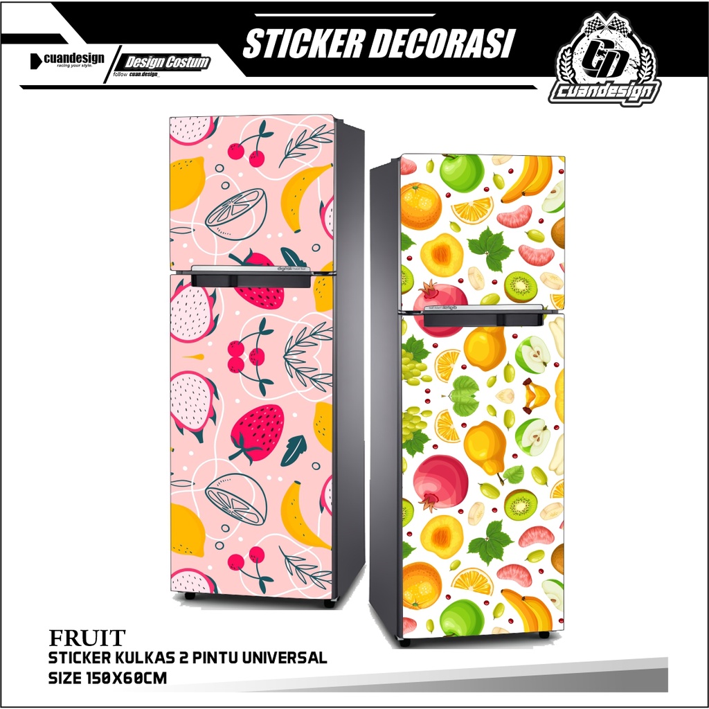Jual STICKER KULKAS 2 PINTU STANDARD STIKER MOTIF FRUIT ANTI AIR LEM ...