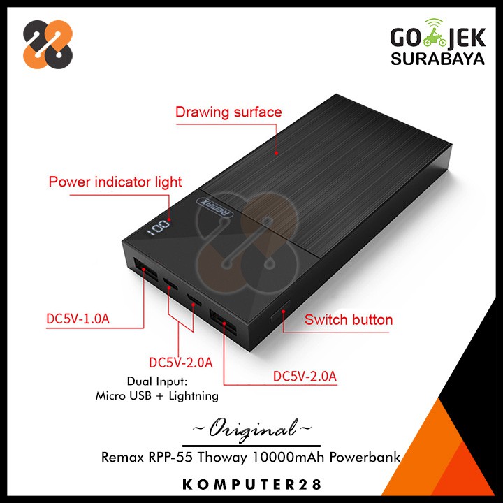 Jual Remax RPP-55 Thoway 10000mAh Powerbank - Dual Input Output Power ...