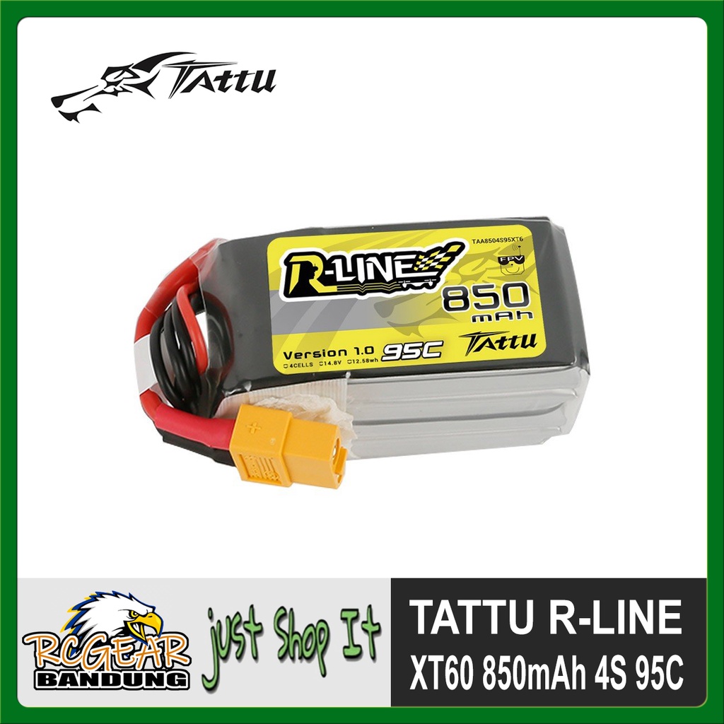 Jual Tattu R-Line 850mAh 14.8V 95C 4S LiPo Li-Po Battery Pack XT60 Plug ...