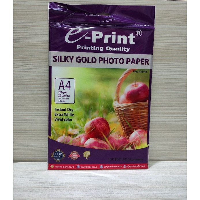 Jual Kertas Foto E Print Silky Gold Photo Paper A4 260gsm Shopee Indonesia 3155