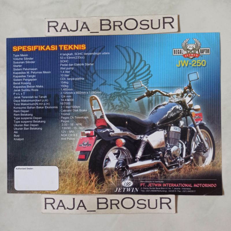 Jual Poster brosur katalog flyer Jetwin JW250/JW 250 Regal Raptor ...