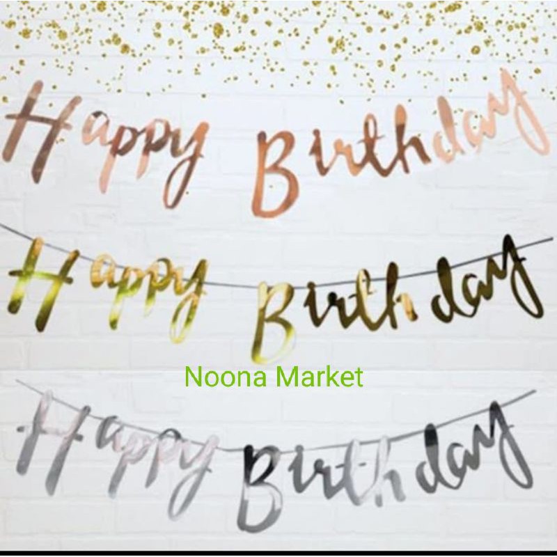 Jual Banner Huruf Latin Happy Birthday / Tulisan Gantung Ulang Tahun