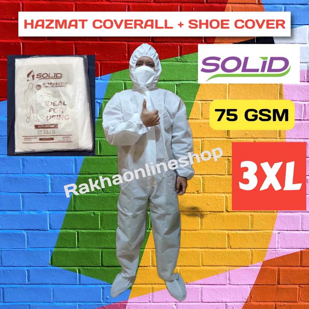 Jual APD Hazmat Coverall 75 gsm XXXL+ Shoe cover Set | Shopee Indonesia