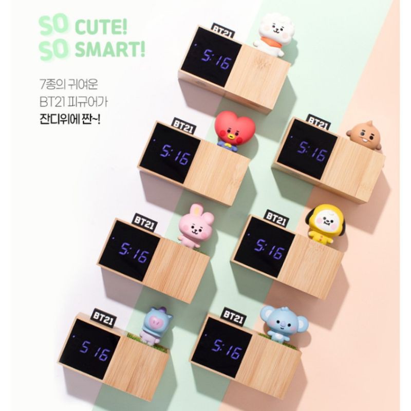 Jual BTS BT21 Official Baby LED Digital Desk Clock Alarm Temperature(Ready Stock) jam alarm bt21