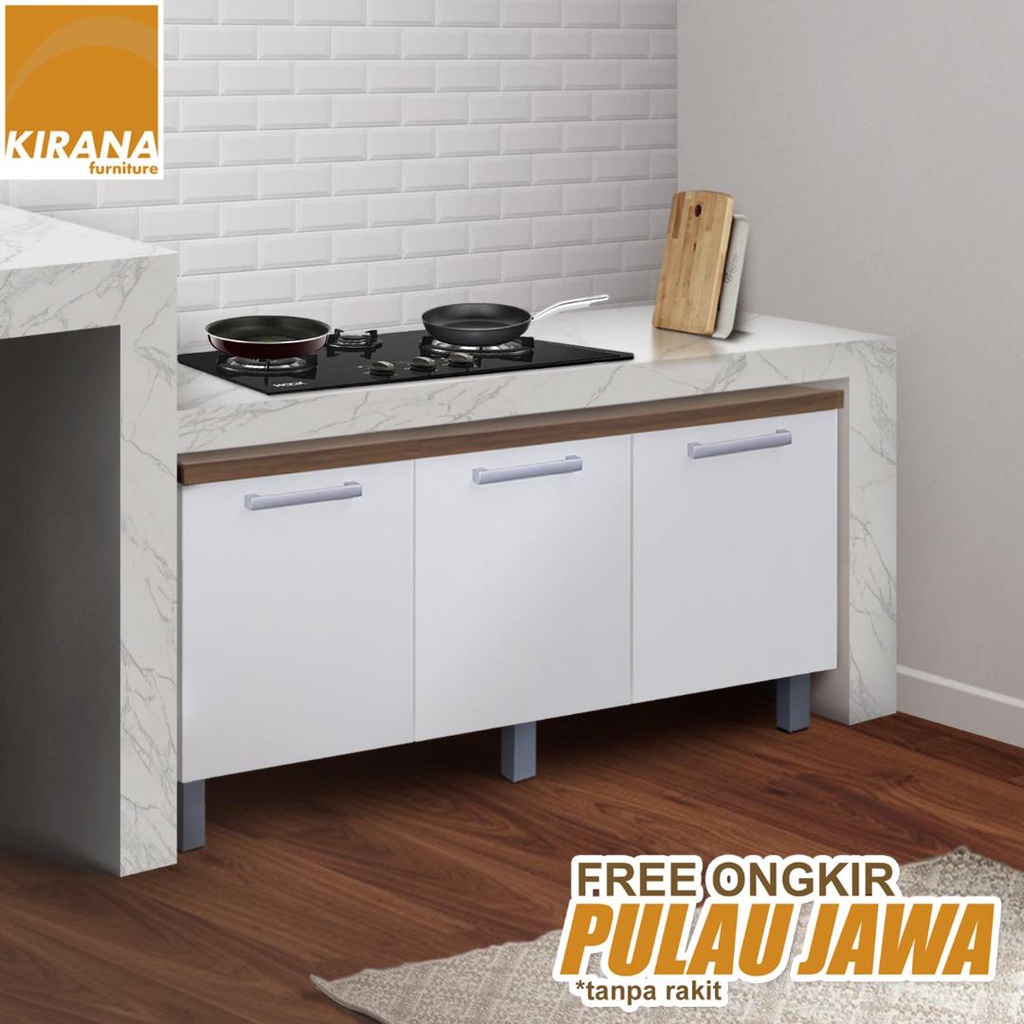 Jual Kitchen Set Kayu Bawah Lemari Rak Kabinet Kolong Dapur Minimalis Modern Murah Putih