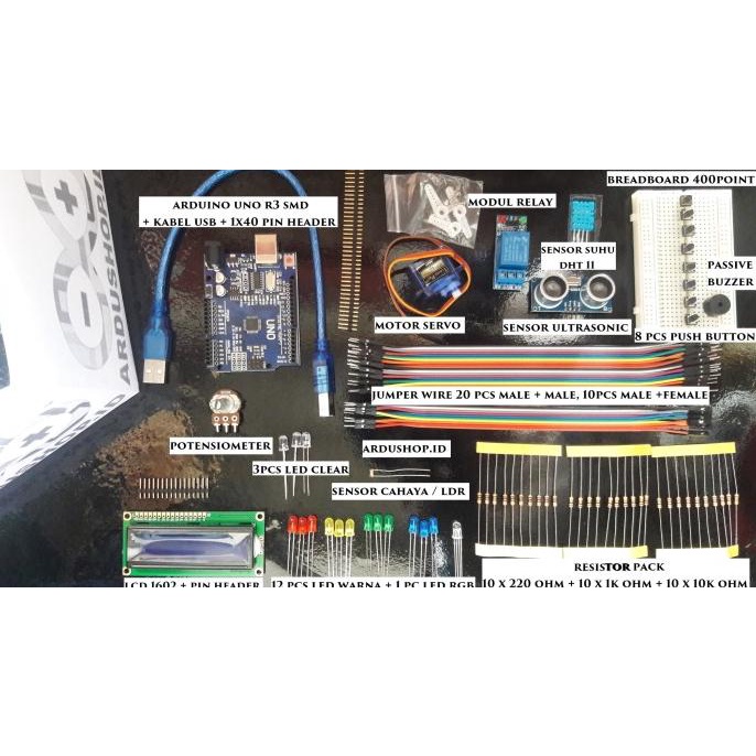 Jual Starter Kit Arduino - UNO R3 Compatible Paket Untuk Pemula ...