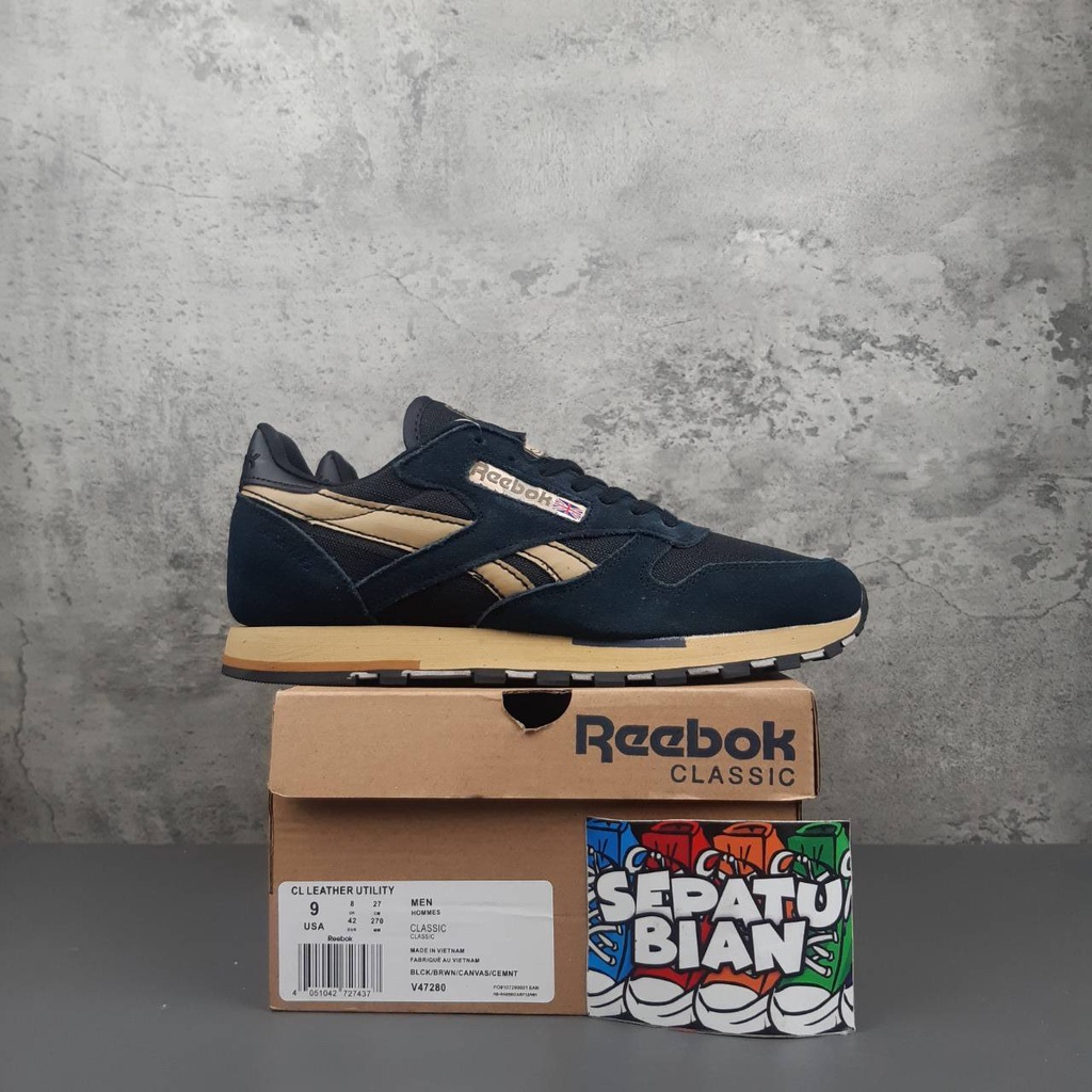 Jual Sepatu Reebok Classic Leather Utility Navy | Shopee Indonesia