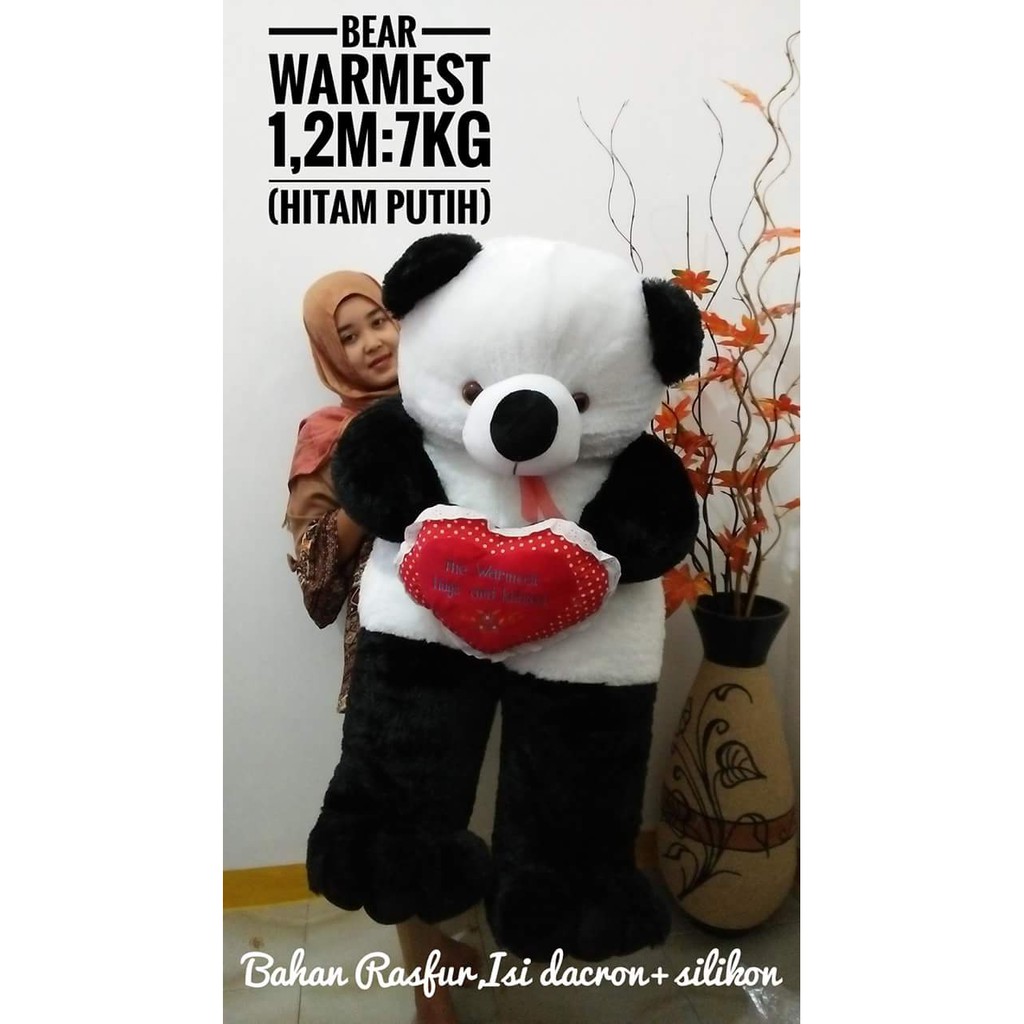 Jual BONEKA BERUANG TEDDY BEAR WARMEST SUPER JUMBO HITAM PUTIH | Shopee ...