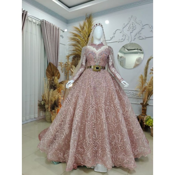 Jual GAUN PENGANTIN BARBIE TILE AKAR TRIDI//GAUN WEDDING MEWAH//GAUN ...