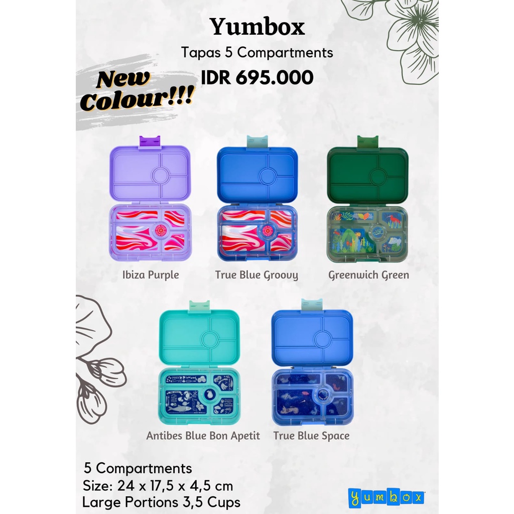 Yumbox Tapas Groovy Antibes Blue 4C Tray - Largest Size