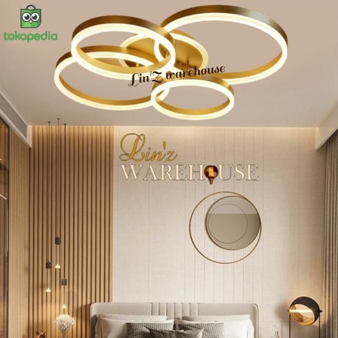 Jual Lampu Plafon Minimalis Modern Led 4 Rings Remote Ceiling Lamp