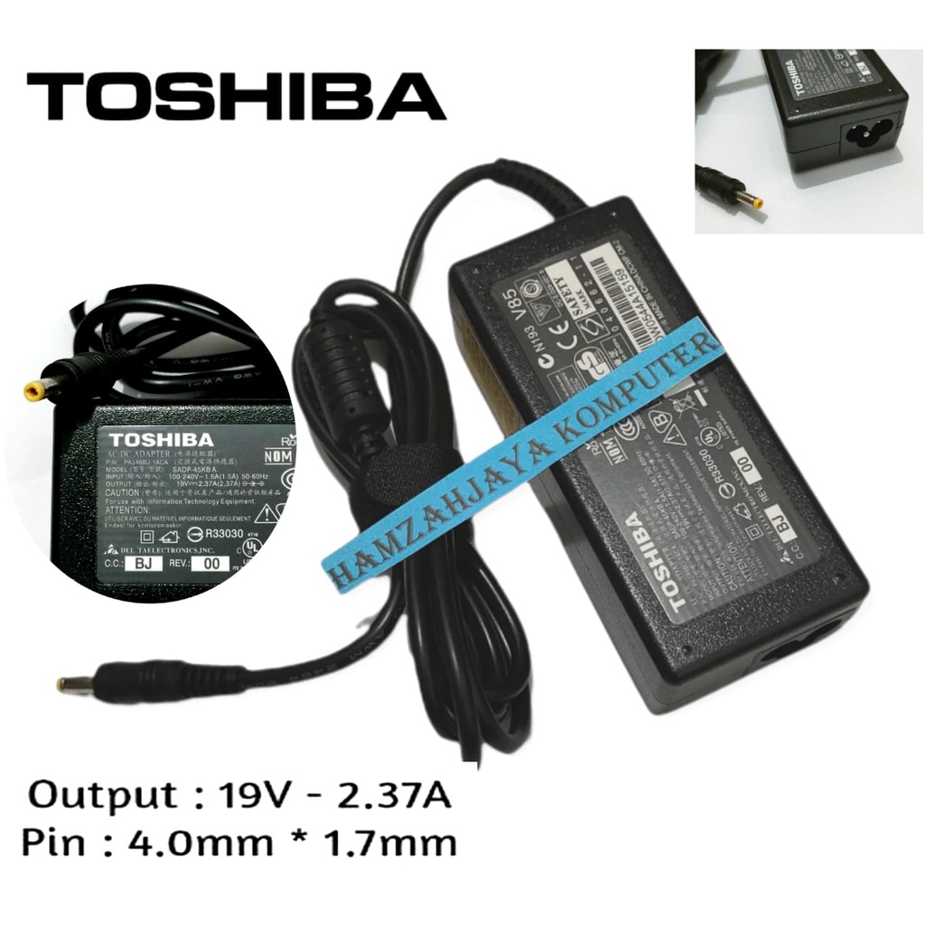 Jual Charger Adapter Laptop Toshiba pa5192u1aca19V 2.37A 4.0*1.7mm 45w