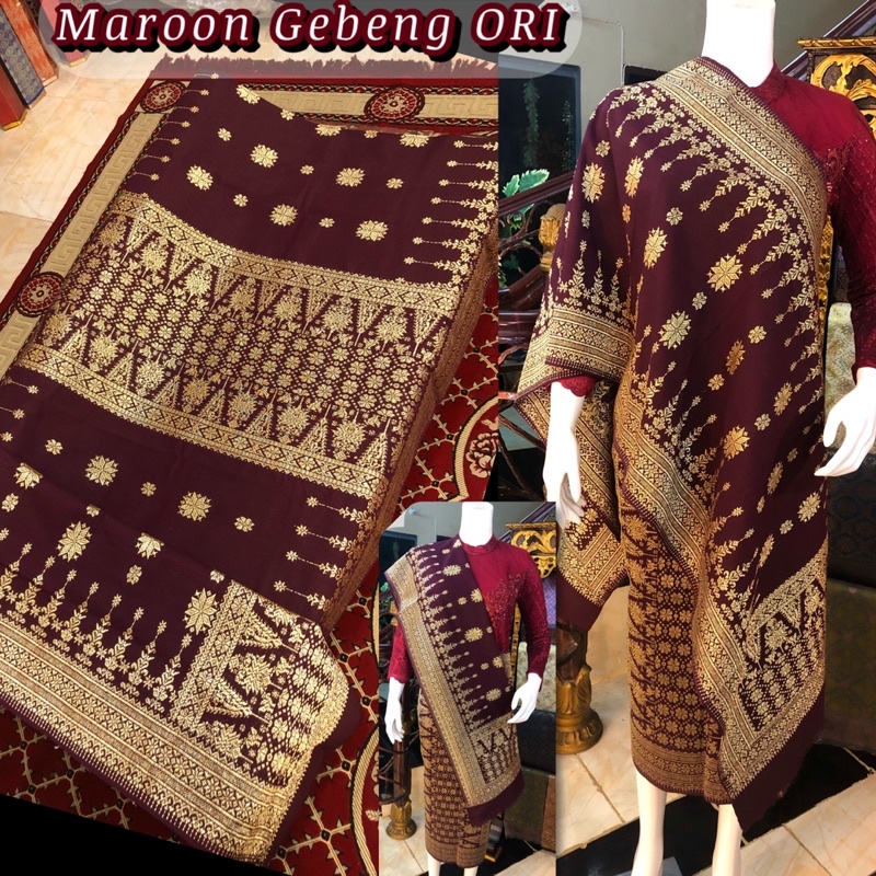 Jual Songket Cantik Manis Gebeng Maroon ORI /Songket Tenun Palembang ...