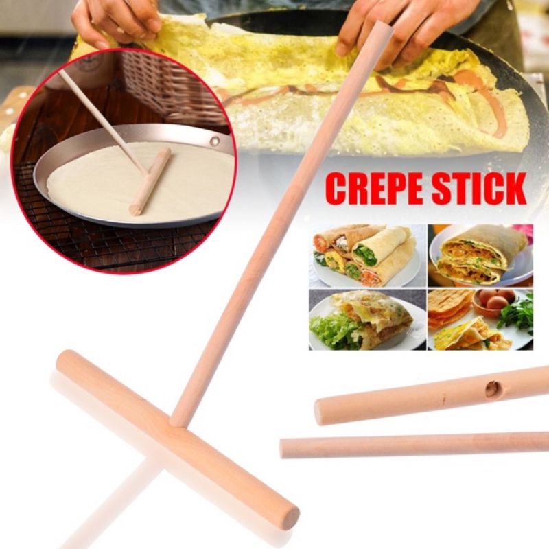 2pcs Crepe Maker Set Crepe Spreader and Spatula Turner Fried