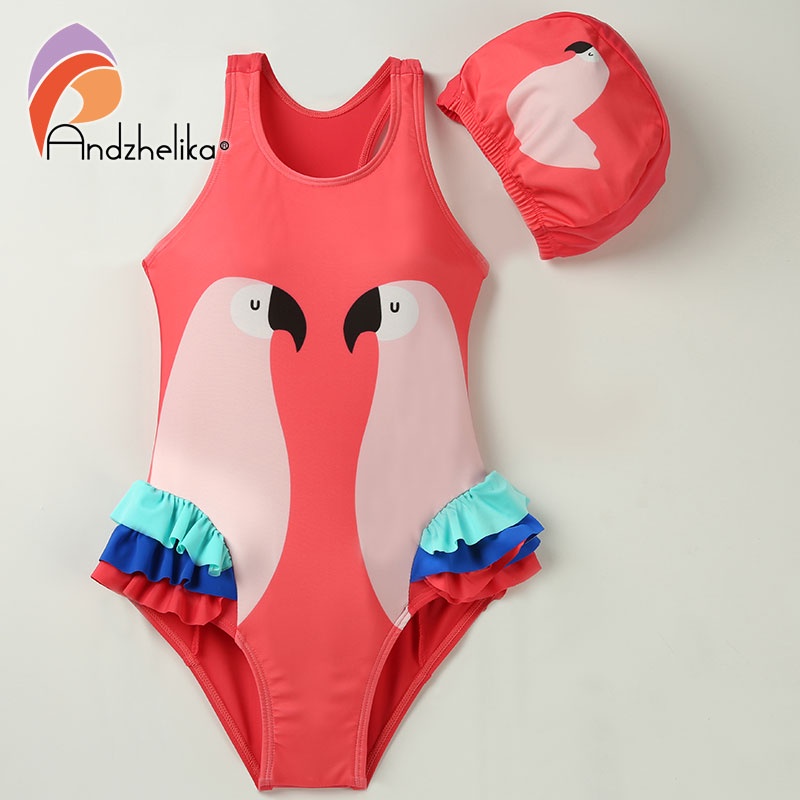 Jual Preorder Andzhelika Children Swimsuit One Piece Girl Bird Print