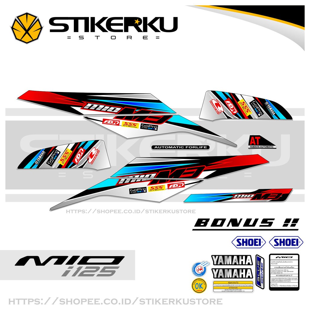 Jual Sticker MIO i 125 STOCK DECALS / STRIPING MIO M3 /Z / 125/ STIKER ...