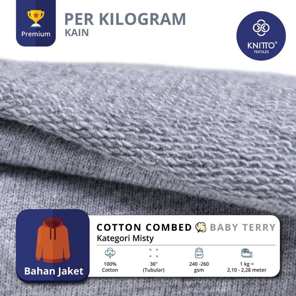 Jual KAIN COTTON COMBED BABY TERRY KATEGORI WARNA MISTY SEDANG ( BAHAN ...