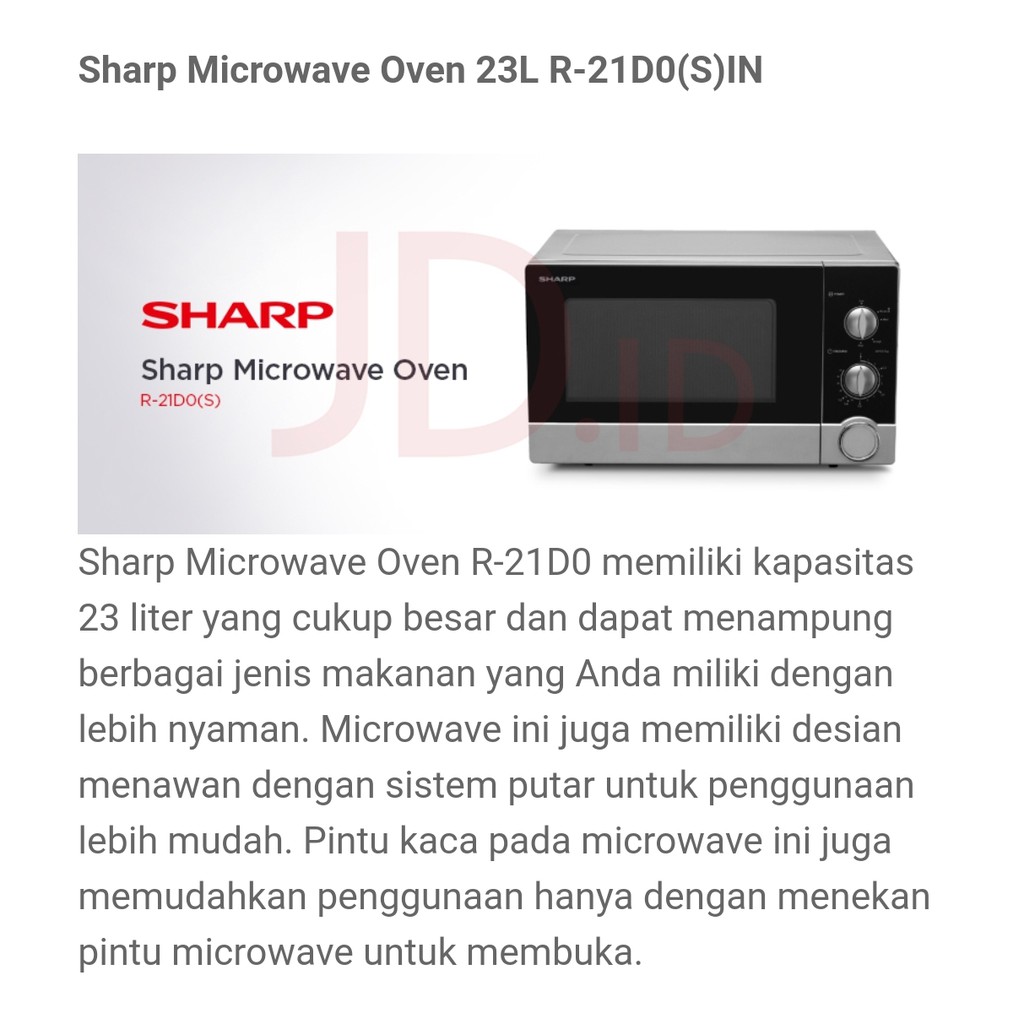 Jual SHARP R-21D0(S)IN Microwave Oven | Shopee Indonesia