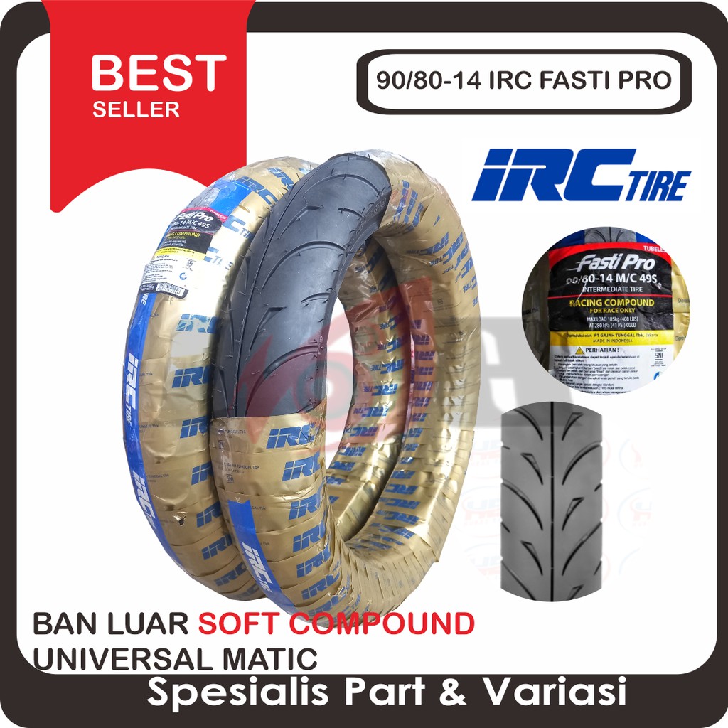 Jual IRC 90/80-14 Fasti Pro Soft Compound Racing Ban Luar Motor Matic ...