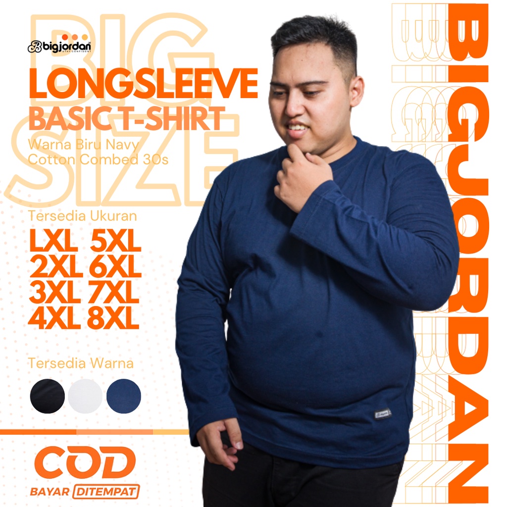 Jual kaos panjang pria big size XXL XXXL baju polos wanita ukuran jumbo ...