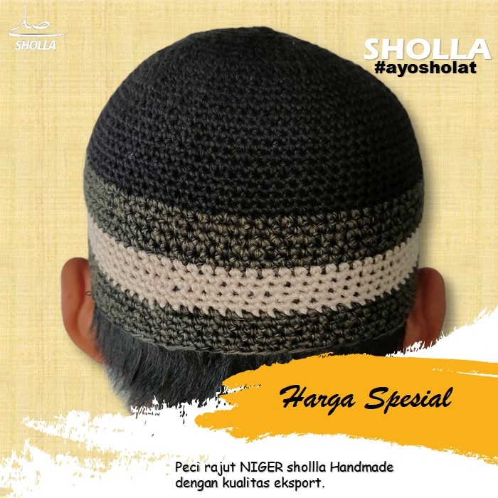 Jual Peci Rajut Niger Motif SHOLLA Bukan Rosal Orijinal / Peci Rajut ...