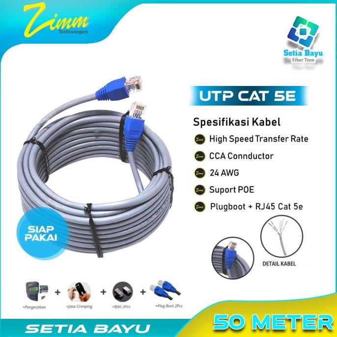 Jual Kabel Lan Utp Cat 5E Indoor Cca Zimmlink Siap Pakai 50 Meter ...