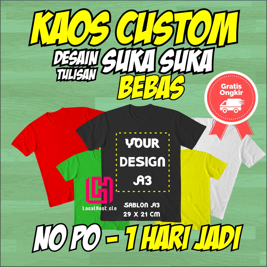 Jual KAOS CUSTOM SABLON SATUAN | KATA-KATA | TEXT | GAMBAR | COTTON ...