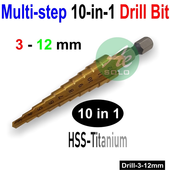 Jual Mata Bor Drill Bit Multi-step 10-in-1 3-12mm Cone Drill | Shopee ...