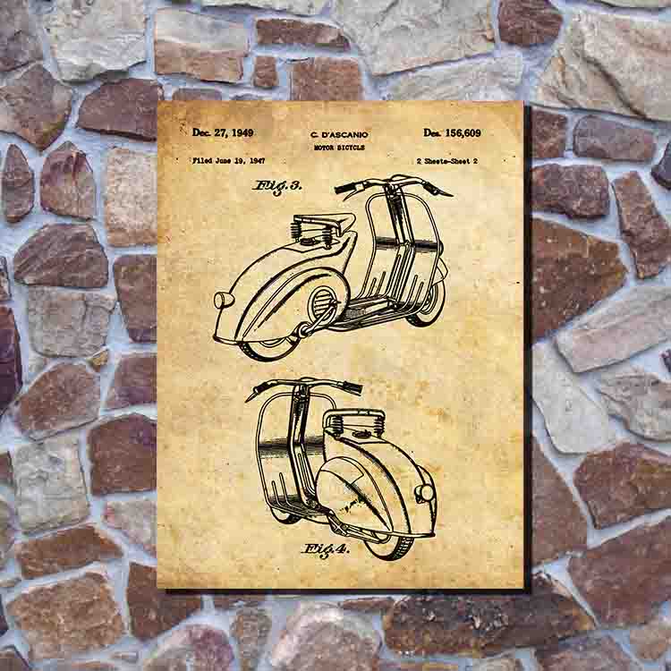 Jual Vespa Vintage Sketsa Poster - Wall Decor Hiasan dinding 022 ...