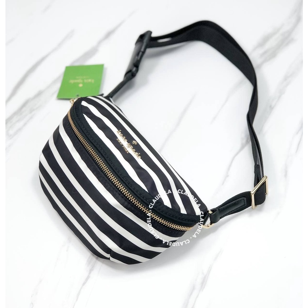 Jual KATE SPADE Watson Lane Betty Belt Bag in Black White Stripe Nylon