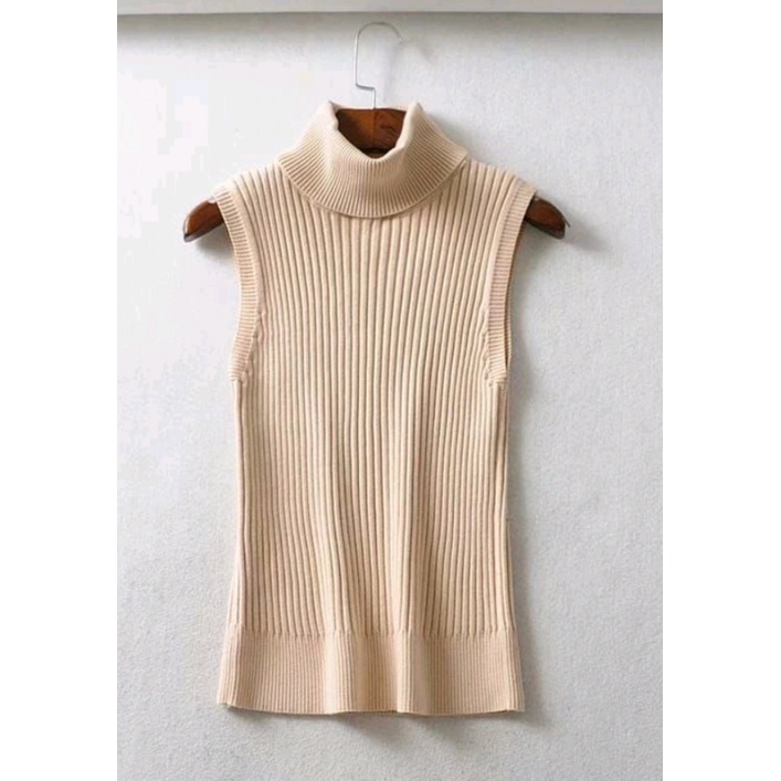 Jual Turtle Neck Tanktop Rajut / Tank top kerah tinggi rajut wanita ...