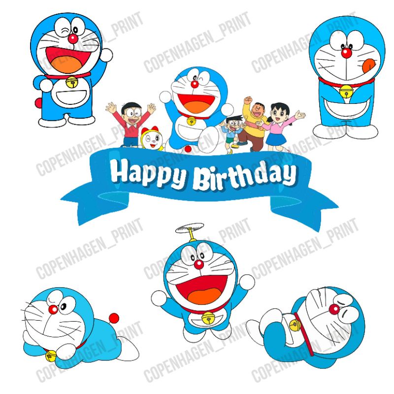 Jual Topper Kertas Doraemon Kue Ulang Tahun / Birthday Cake / hiasan