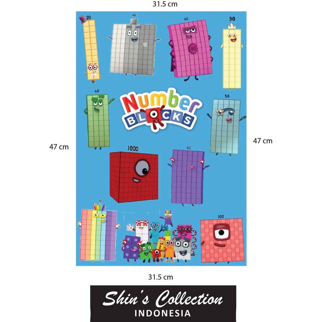 Jual Sticker Jumbo murah anti air Number Blocks 1 pc | Shopee Indonesia