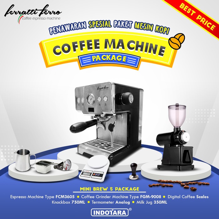 Jual Paket Mesin Kopi Espresso Mesin Kopi Ferratti Ferro Mini Brew P Shopee Indonesia