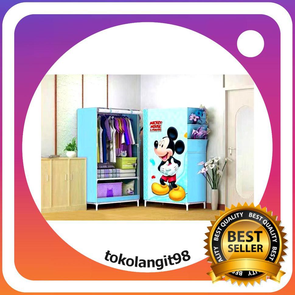 Jual R01 Micky Lemari Pakaian Multifunction Wardrobe Single Rak Pakaian ...