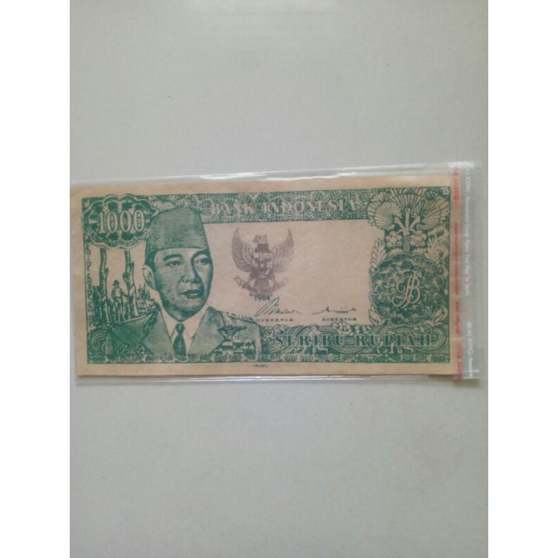 Jual uang lawas 1000 rupiah tahun 1964 hijau (balik cewek menari 2 ...