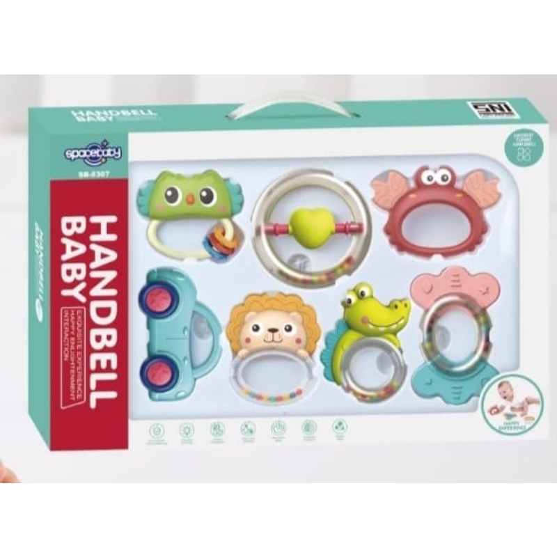 Jual Spacebaby handbell rattle toy 7 pc SB-8307, sb8305,sb8306 mainan ...