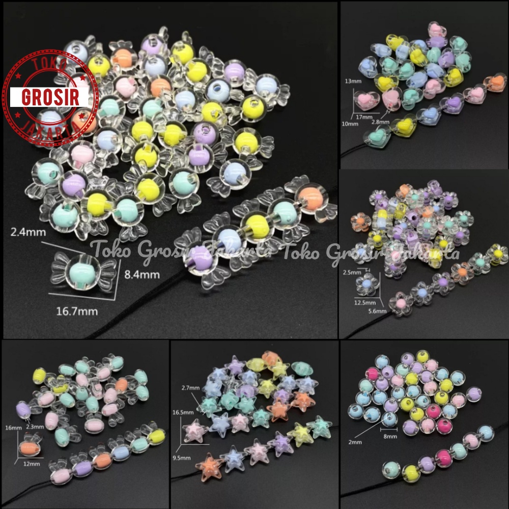 Jual Manik Manik Isi Clear Transparan Aneka Warna Dan Model Bahan ...