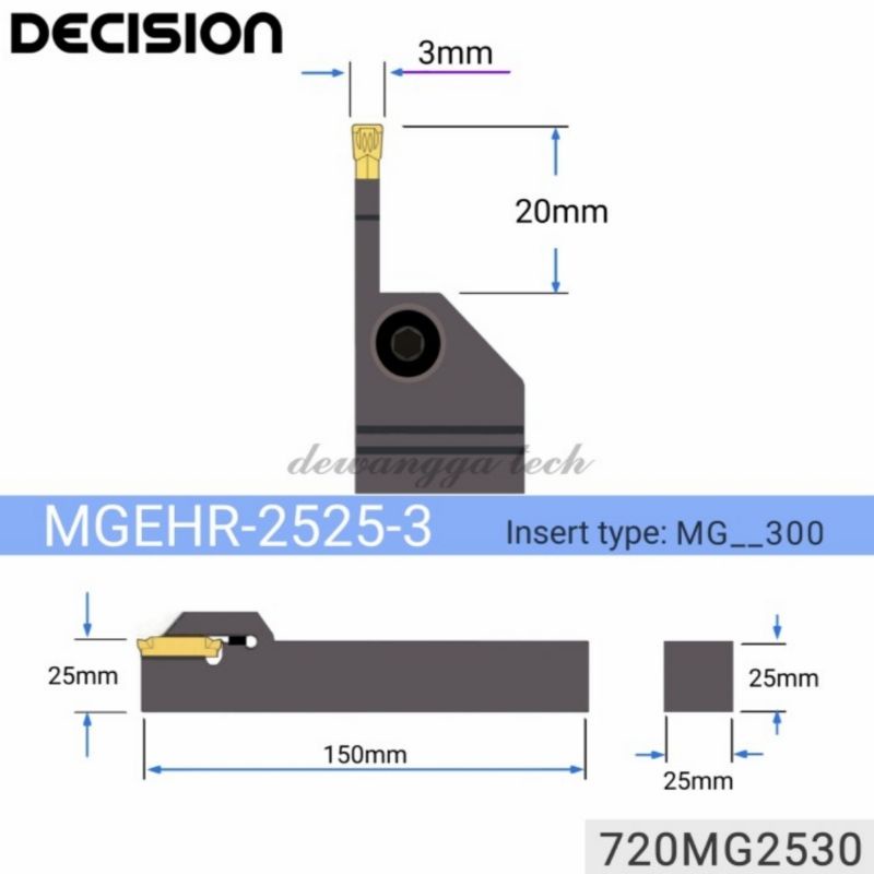Maifix MGEHL2525-2 25mm Bar CNC Tour 2mm Largeur Groove
