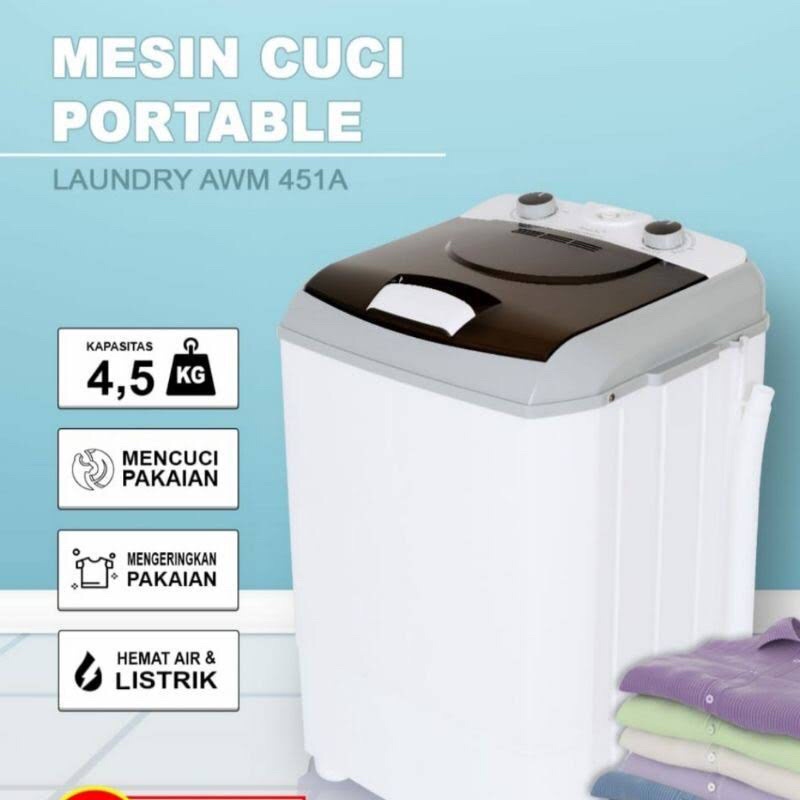 Mesin Cuci Laundry Arashi AWM 451 A Kapasitas 4.5 KG / AWM 451A