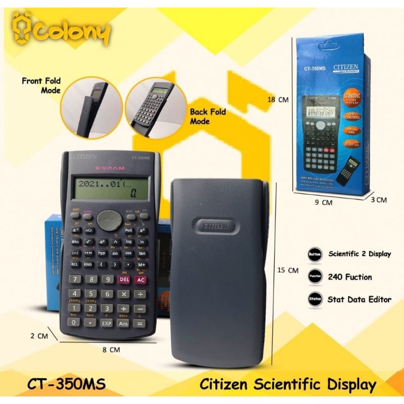 Jual Citizen CT350MS Kalkulator Scientific Calculator Belajar Sekolah